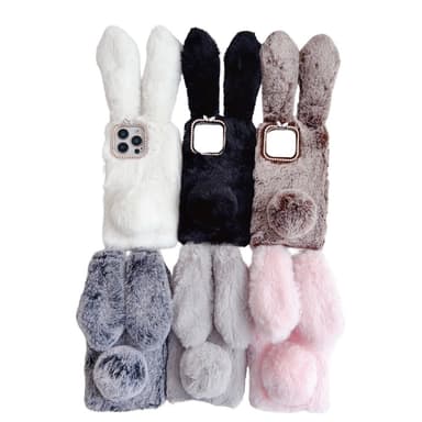 SKALO iPhone 16 Pro 3D Soft Furry Bunny Ears Suojakuori - Pinkki