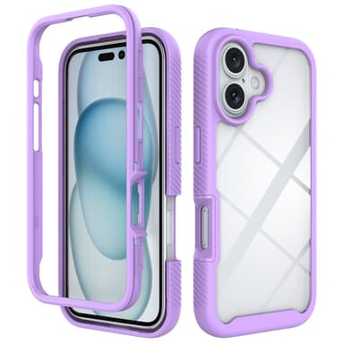 SKALO iPhone 16 Iskunkestävä Clear Hybridi Suojakuori - Violetti