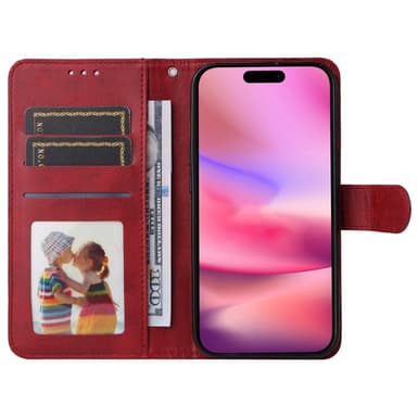 SKALO iPhone 16 PU-nahkainen Lompakkokotelo - Punainen