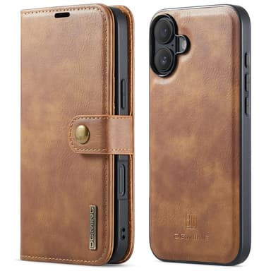DG MING iPhone 16 2-in-1 magneetti lompakkokotelo - Ruskea