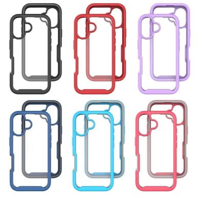 SKALO iPhone 16 Iskunkestävä Clear Hybridi Suojakuori - Violetti