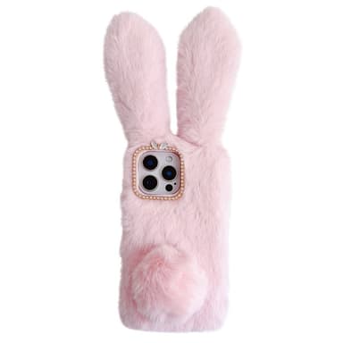SKALO iPhone 16 Pro 3D Soft Furry Bunny Ears Suojakuori - Pinkki