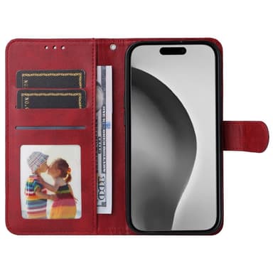SKALO iPhone 16 Pro Max PU-nahkainen Lompakkokotelo - Punainen