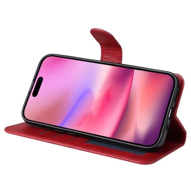 SKALO iPhone 16 PU-nahkainen Lompakkokotelo - Punainen