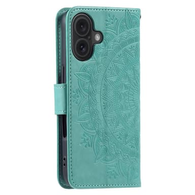 SKALO iPhone 16 Plus Mandala lompakkokotelo - Turkoosi