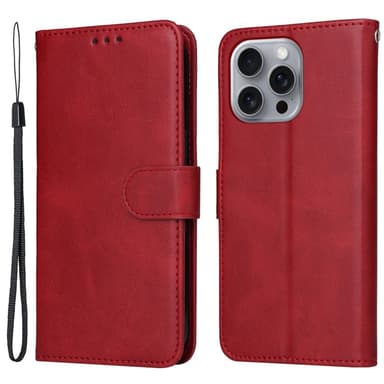 SKALO iPhone 16 Pro Max PU-nahkainen Lompakkokotelo - Punainen
