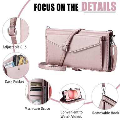 SKALO iPhone 16 Plus Evelope Clutch 5-Lokeroa - Ruusukulta