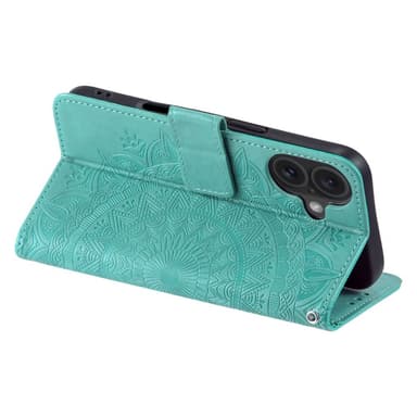 SKALO iPhone 16 Plus Mandala lompakkokotelo - Turkoosi