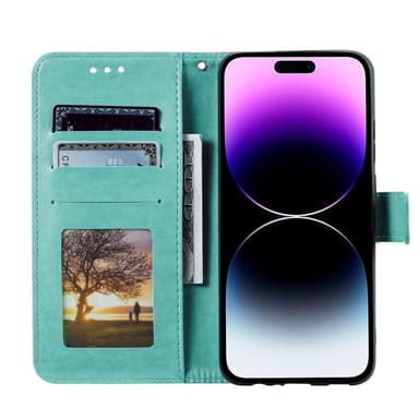 SKALO iPhone 16 Plus Mandala lompakkokotelo - Turkoosi