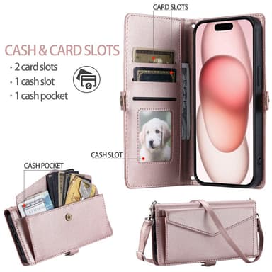 SKALO iPhone 16 Plus Evelope Clutch 5-Lokeroa - Ruusukulta