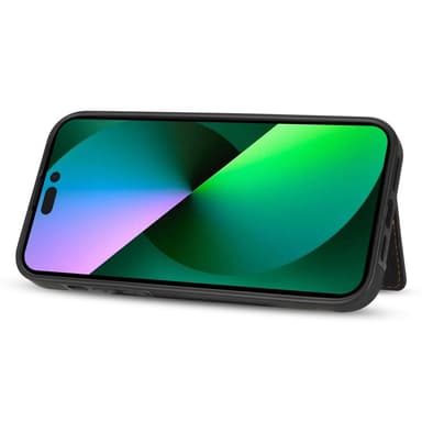 SKALO iPhone 16 Pro PU-nahkainen Suojakuori Lompakolla - Musta