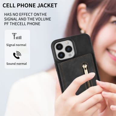 SKALO iPhone 16 Pro PU-nahkainen Suojakuori Lompakolla - Musta