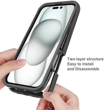SKALO iPhone 16 Plus Iskunkestävä Clear Hybrid Suojakuori + suojakalvo - Musta