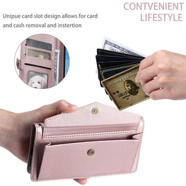 SKALO iPhone 16 Plus Evelope Clutch 5-Lokeroa - Ruusukulta