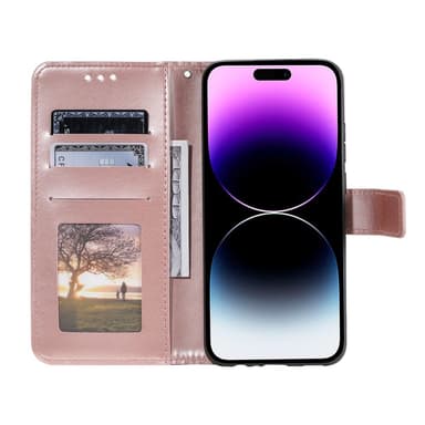 SKALO iPhone 16 Mandala lompakkokotelo - Ruusukulta