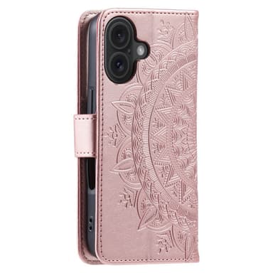 SKALO iPhone 16 Mandala lompakkokotelo - Ruusukulta
