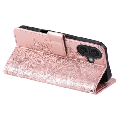 SKALO iPhone 16 Mandala lompakkokotelo - Ruusukulta
