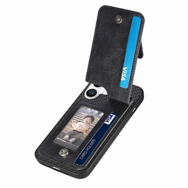 SKALO iPhone 16 SKALO iPhone 16 Carbon Fiber Suojakuori  korttipidike - Musta