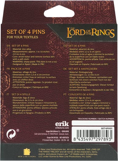 Grupo Erik Lord Of The Rings tekstiilipinssi (4 kpl)