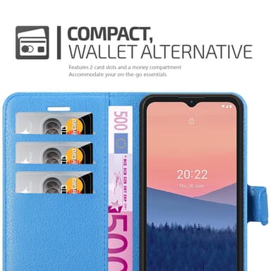 Nokia C21 Suojakuori Lompakkokotelo (Sininen)