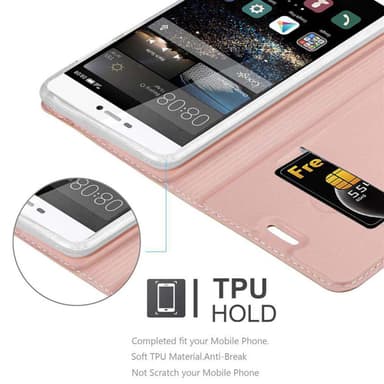 Huawei P8 Suojakuori Lompakkokotelo (Vaaleanpunainen)
