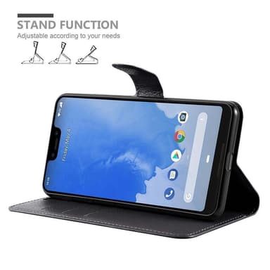 Google PIXEL 3 XL Suojakuori Lompakkokotelo (Musta)