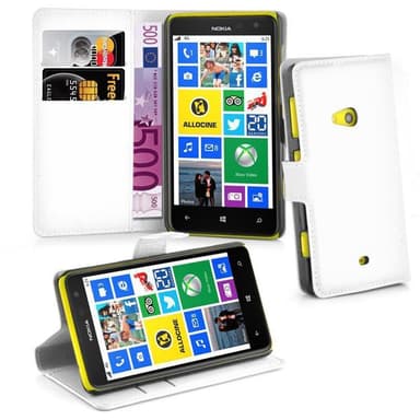 Nokia Lumia 625 Suojakuori Lompakkokotelo (Valkoinen)