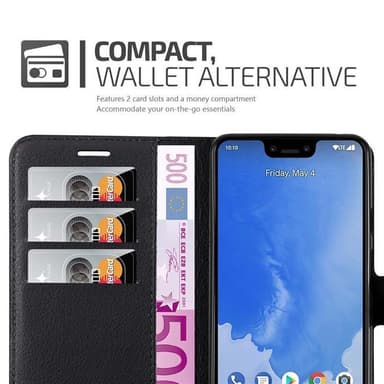 Google PIXEL 3 XL Suojakuori Lompakkokotelo (Musta)
