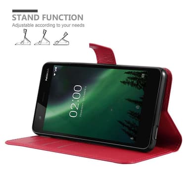 Nokia 2.1 Suojakuori Lompakkokotelo (Punainen)