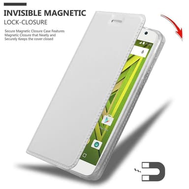 Motorola MOTO X PLAY Suojakuori Lompakkokotelo (Hopea)