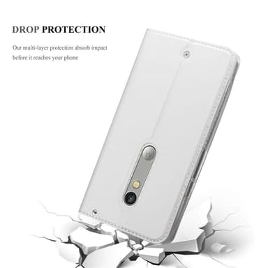 Motorola MOTO X PLAY Suojakuori Lompakkokotelo (Hopea)