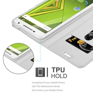 Motorola MOTO X PLAY Suojakuori Lompakkokotelo (Hopea)
