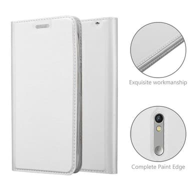 Motorola MOTO X PLAY Suojakuori Lompakkokotelo (Hopea)