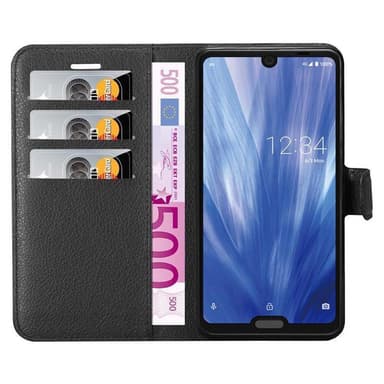 Sharp Aquos R3 Suojakuori Lompakkokotelo (Musta)