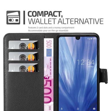 Sharp Aquos R3 Suojakuori Lompakkokotelo (Musta)