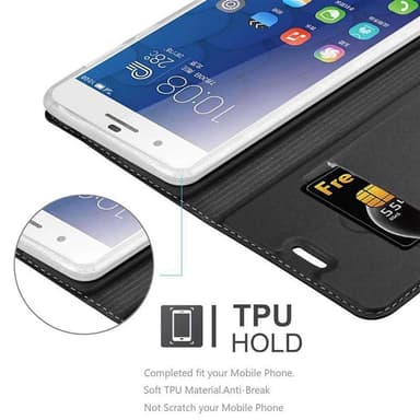 Honor 6 PLUS Suojakuori Lompakkokotelo (Musta)
