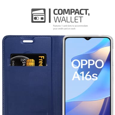 Oppo A16s / A54s Suojakuori Lompakkokotelo (Sininen)