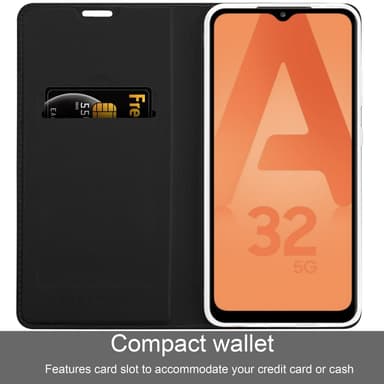 Samsung Galaxy A32 5G Suojakuori Lompakkokotelo (Musta)
