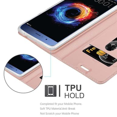 Honor 8 PRO Suojakuori Lompakkokotelo (Vaaleanpunainen)