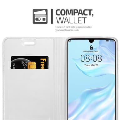 Huawei P30 Suojakuori Lompakkokotelo (Hopea)
