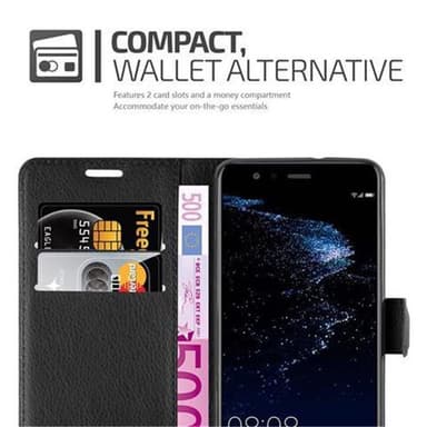 Huawei P10 LITE Suojakuori Lompakkokotelo (Musta)