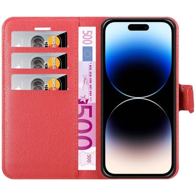 iPhone 14 PRO MAX Suojakuori Lompakkokotelo (Punainen)