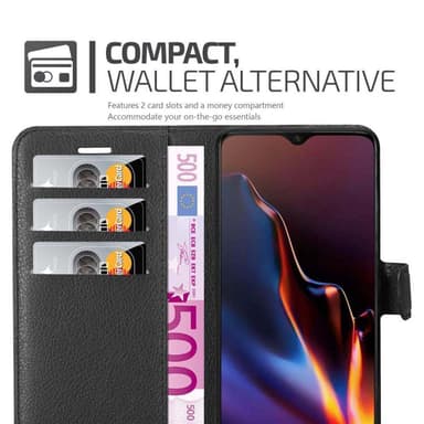 OnePlus 7 Suojakuori Lompakkokotelo (Musta)