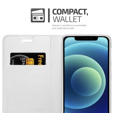 iPhone 12 MINI Suojakuori Lompakkokotelo (Hopea)