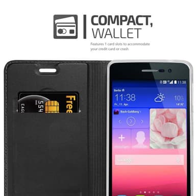 Huawei ASCEND P7 Suojakuori Lompakkokotelo (Musta)