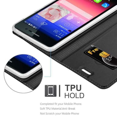 Huawei ASCEND P7 Suojakuori Lompakkokotelo (Musta)