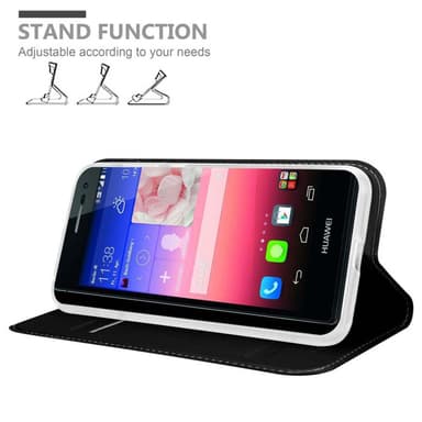 Huawei ASCEND P7 Suojakuori Lompakkokotelo (Musta)
