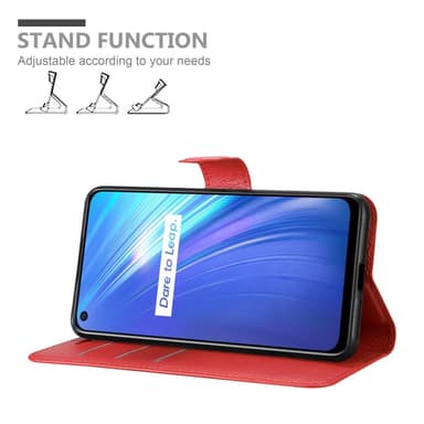 Realme 6 4G / 6s Suojakuori Lompakkokotelo (Punainen)