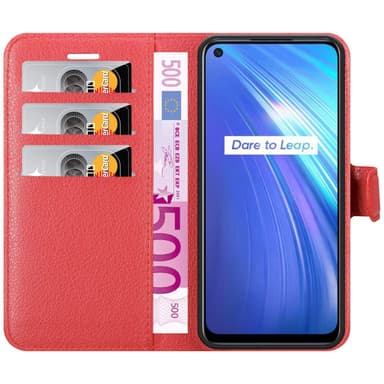 Realme 6 4G / 6s Suojakuori Lompakkokotelo (Punainen)