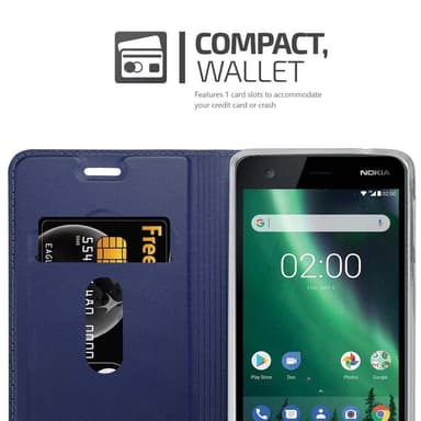 Nokia 2 2017 Suojakuori Lompakkokotelo (Sininen)